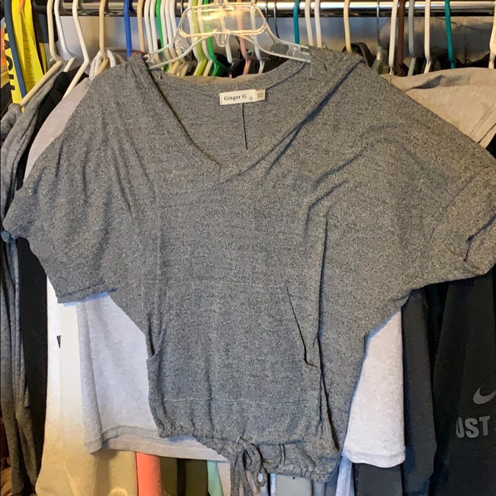 Grey hoodie top